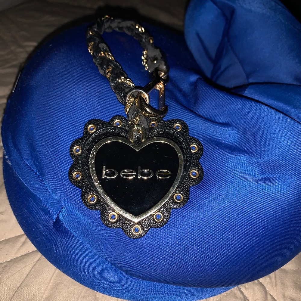 Bebe black and gold key tag for handbag or tote